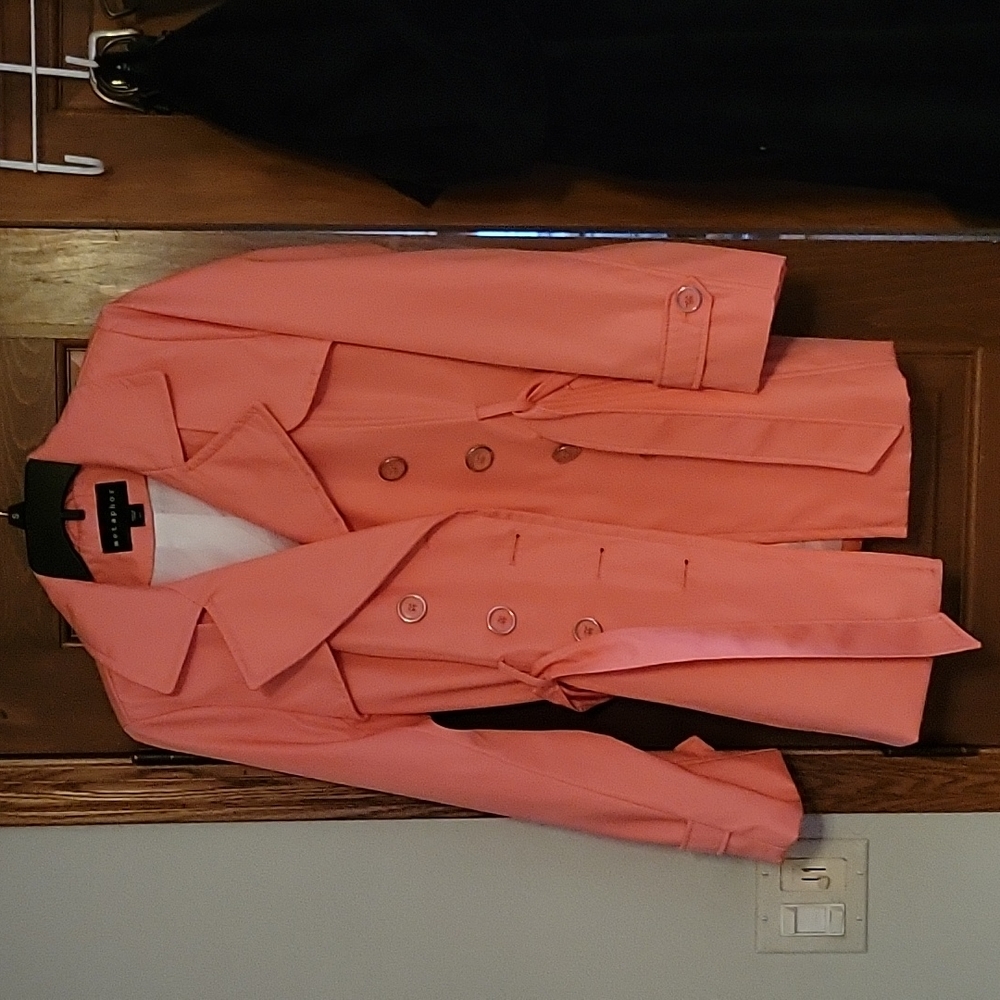 Metaphor Coral  Womens trench coat